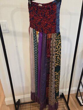 Earthbound Maxi Patchwork Strapless Dress